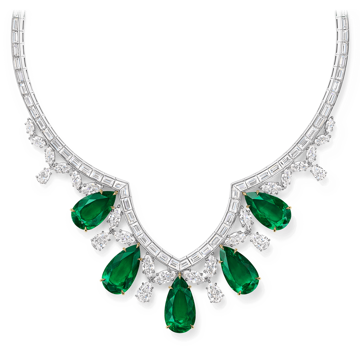 Cathedral Emerald and Diamond Necklace